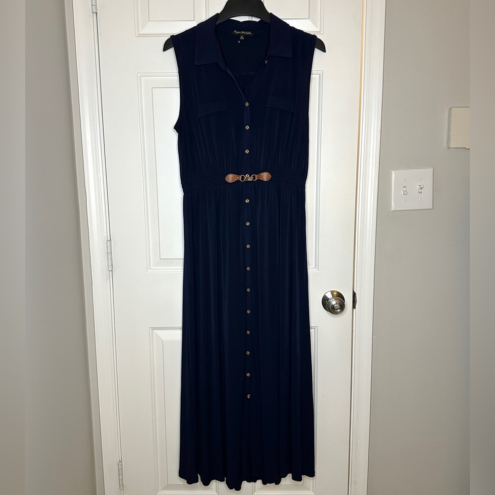 Sleeveless Women’s Ryan Michelle Nave blue professional dress - size XL